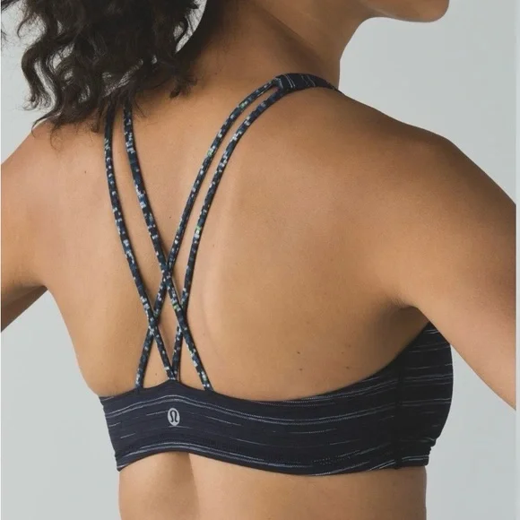 Pristine Lululemon Free To Be Bra Cyber Stripe Naval Blue Black Size: 8 - Picture 2 of 9